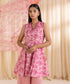 Women's Unstitched Printed Coral Peach Blended Grip Silk Three Piece Suit